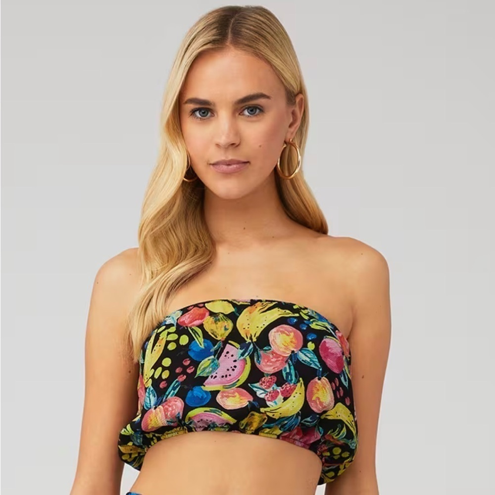 SHOW ME YOUR MUMU Teeny Tube Top Swim Crop Strapless Top in Fruit Tango Size XS